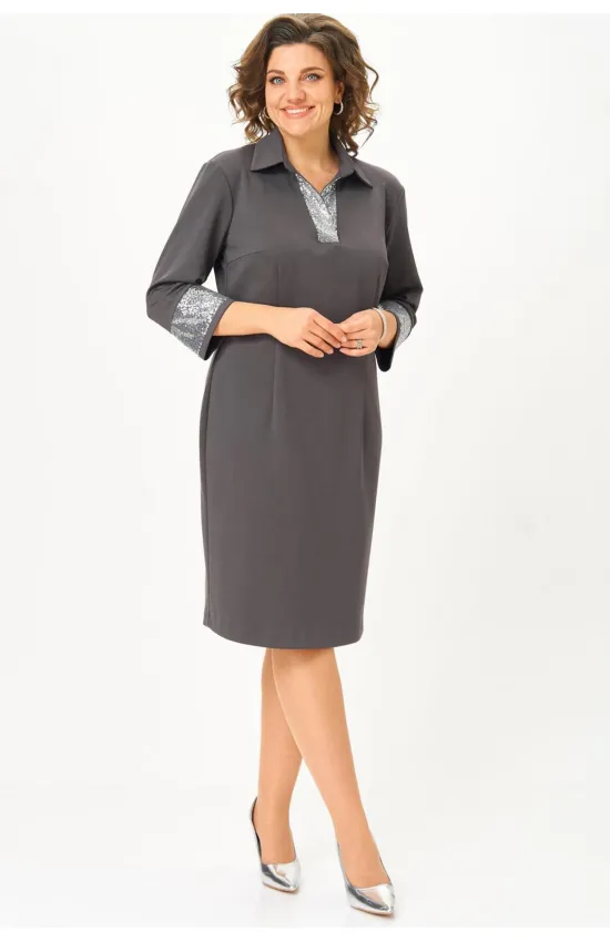 Платье Via-Mod 674 серый с серебром
