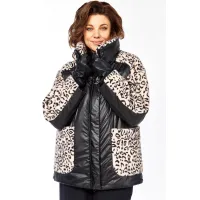 Куртка Lady Secret 7294 черный+леопардовый мех