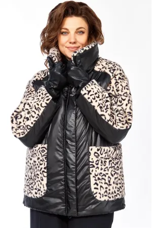 Куртка Lady Secret 7294 черный+леопардовый мех