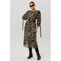 Платье Anelli 1733 Зеленый леопард