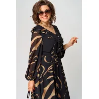 Платье Eva Grant 7297В черный в принт ленты Платье Eva Grant 7297В черный в принт ленты