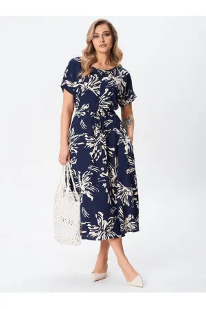 Платье Your Size 2256/164 Цветочный принт на темно-синем