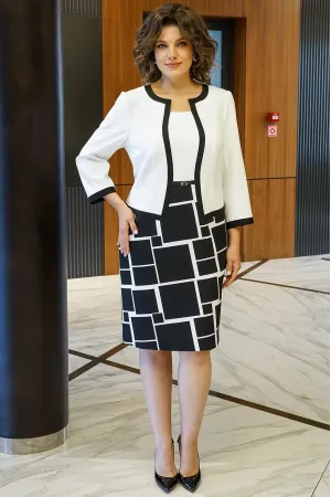 Платье Alani 2415 белый+черный