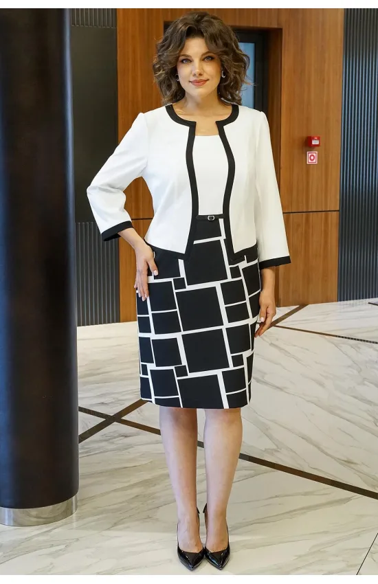 Платье Alani 2415 белый+черный