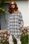 Пальто Lokka 1460 черный/белый/клетка