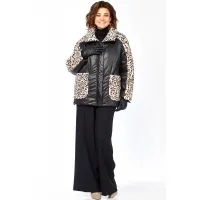 Куртка Lady Secret 7294 черный+леопардовый мех