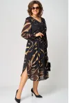Платье Eva Grant 7297В черный в принт ленты Платье Eva Grant 7297В черный в принт ленты