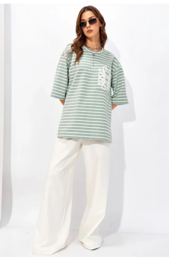 Майка Люше 4338 мята+белый (полоска)