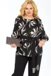 Блузка Элль-Стиль 2446 а черный, белый принт