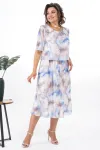 Платье Alani 2370 белый+голубой+бежевый