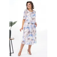 Платье Alani 2370 белый+голубой+бежевый