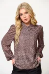 Блузка Talia Fashion 423 геометрический коричнево-черный принт.