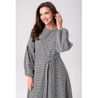 Платье Your Size 2269/170 Черно-белый в «гусиную лапку»