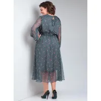 Платье Your Size 2219/170 Темно-зеленый в цветочный принт