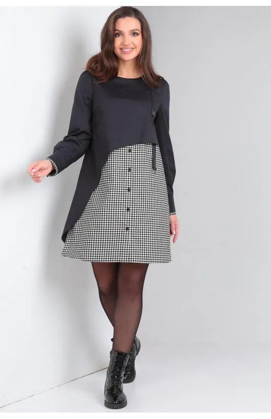 Платье Tvin 7609 черный клетка
