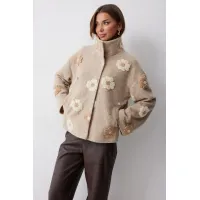 Пальто Люше 4245 бежевый с цветами
