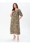 Платье Your Size 2254/170 Цветочный принт на темно-оливковом