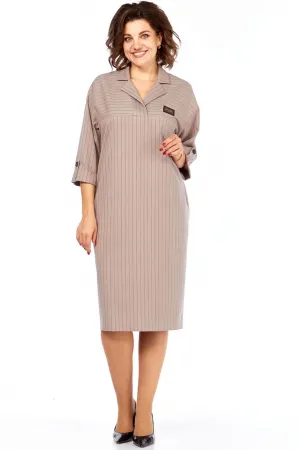 Платье Милора-Стиль 1395 песочный в полоску