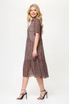 Платье Talia Fashion 424 геометрический принт в черно- коричневых тонах.