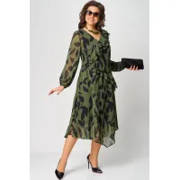 Платье Eva Grant 7122A принт олива Платье Eva Grant 7122A принт олива
