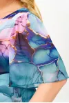 Платье Swallow 827 бирюзово-розовые цветы