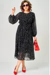 Платье Eva Grant 7177C черный в мелкий горох