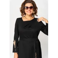 Платье Eva Grant 7220Б черный+принт капучино Платье Eva Grant 7220Б черный+принт капучино