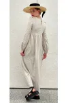 Платье I3I Fashion 105/1 бежевый в полоску с нитью люрекса