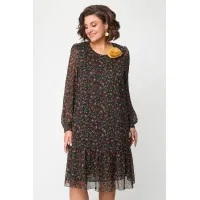 Платье Дали 4560.1 цветы и ягоды на черном