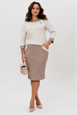 Костюм Галеан Cтиль 786-2 коричневый с бежевым Костюм Галеан Cтиль 786-2 коричневый с бежевым