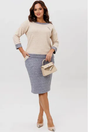 Костюм Галеан Cтиль 786-1 серый с бежевым Костюм Галеан Cтиль 786-1 серый с бежевым