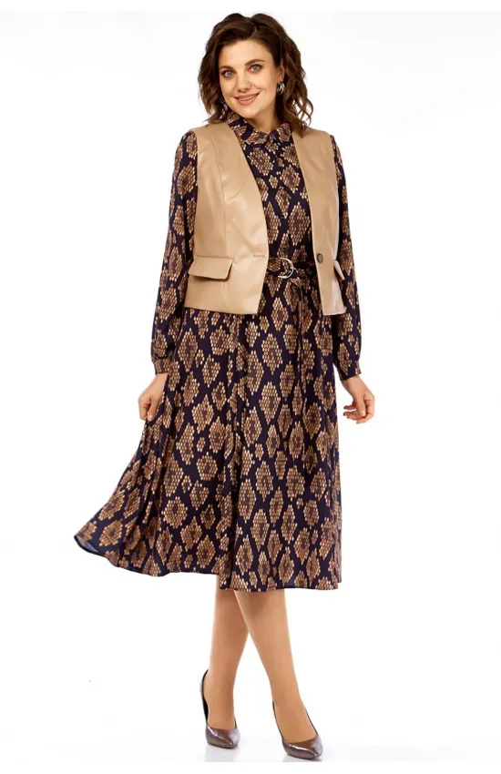 Костюм Милора-стиль 1380/1 черный + капучино (соты)