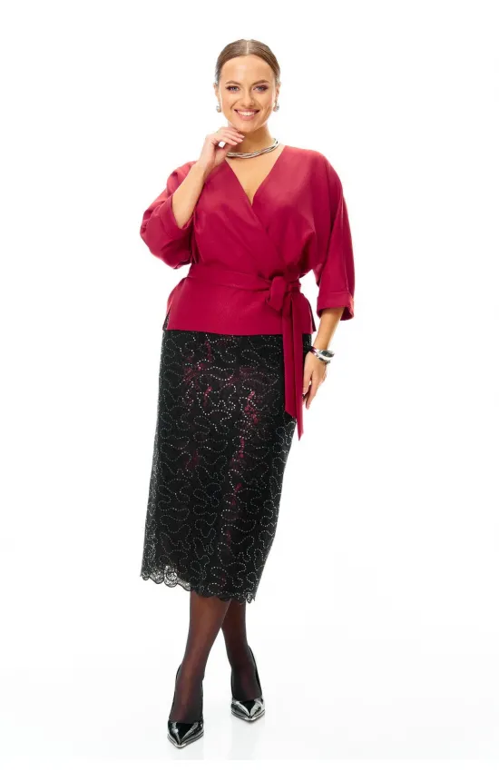Костюм T&N 7606 бордо блеск и черный Костюм T&N 7606 бордо блеск и черный