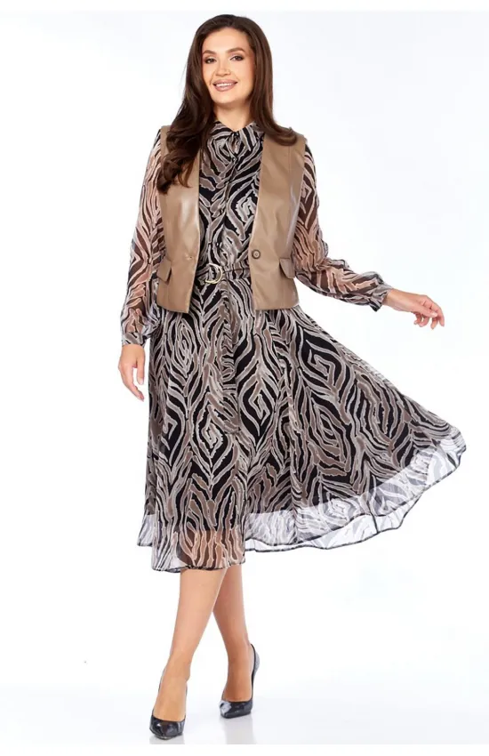 Костюм Милора-стиль 1380 черный/ромб + капучино