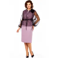 Костюм Ольга Стиль С973 пудрово-розовый-черный