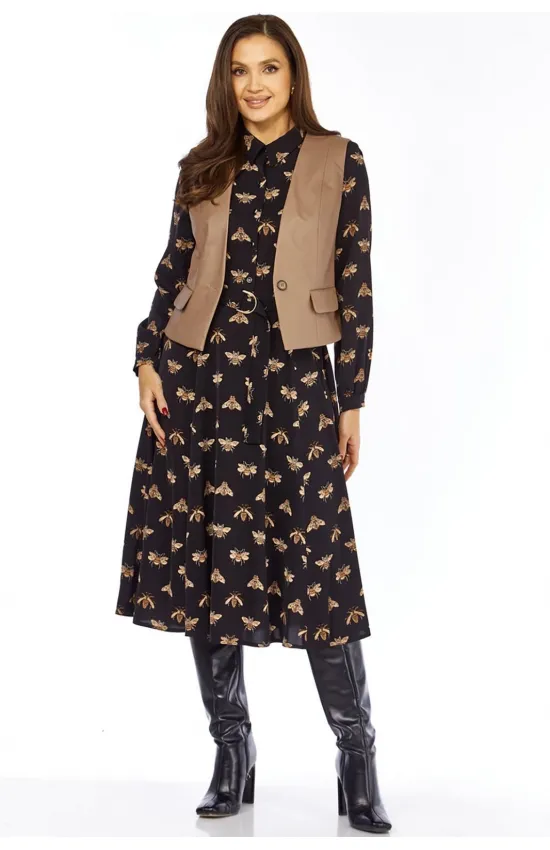 Костюм Милора-стиль 1380/1 черный + капучино (пчелы) Костюм Милора-стиль 1380/1 черный + капучино (пчелы)
