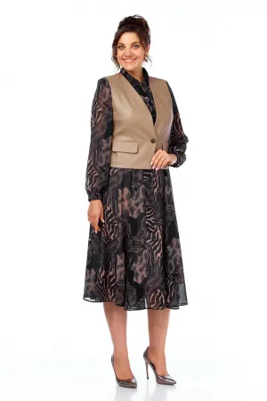 Костюм 1380 черный + капучино(шоколадная зебра )