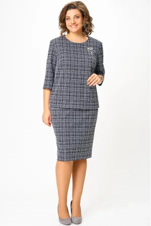 Костюм Swallow 877 графит, молочный принт  клетка