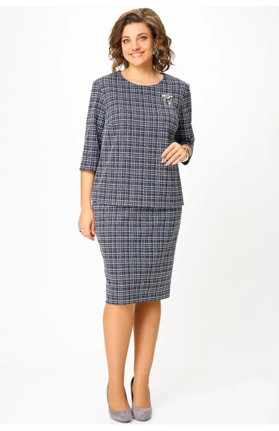 Костюм Swallow 877 графит, молочный принт  клетка Костюм Swallow 877 графит, молочный принт  клетка