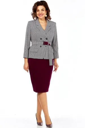 Костюм Милора-стиль 1146/1 гусь-ласка/ бордо
