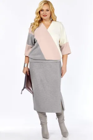 Костюм BAGIRA 1078 Серый+пудра+молоко