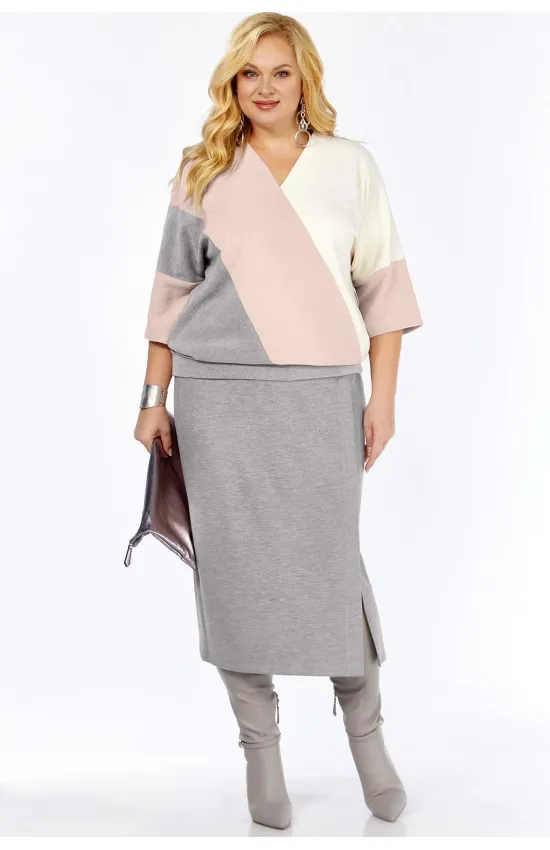 Костюм BAGIRA 1078 Серый+пудра+молоко