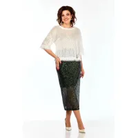 Костюм Ольга Стиль Л413 молочный-зеленый