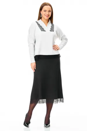 Костюм T&N 7722 черный и белый с блеском.