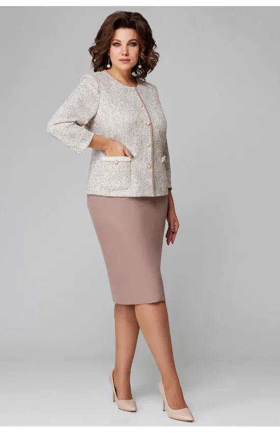 Костюм Мишель стиль 1216-1 бежево-голубой Костюм Мишель стиль 1216-1 бежево-голубой