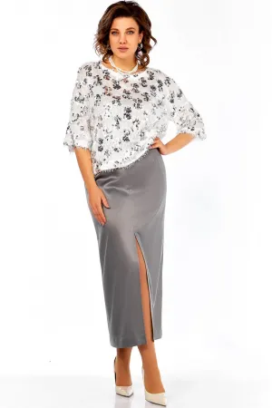 Костюм Ольга Стиль Л433 молочный-серый