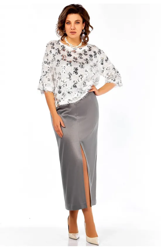 Костюм Ольга Стиль Л433 молочный-серый Костюм Ольга Стиль Л433 молочный-серый