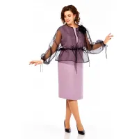 Костюм Ольга Стиль С973 пудрово-розовый-черный