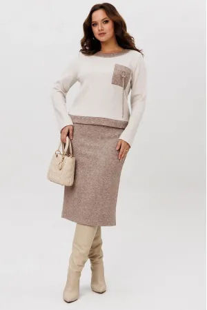 Костюм Галеан Cтиль 993 коричневый с бежевым Костюм Галеан Cтиль 993 коричневый с бежевым