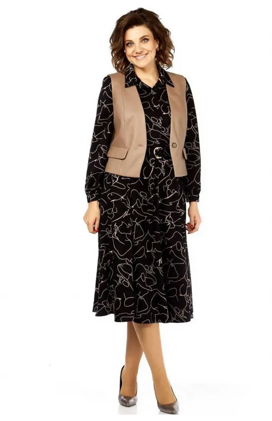 Костюм Милора-стиль 1380/1 черный/ капучино
